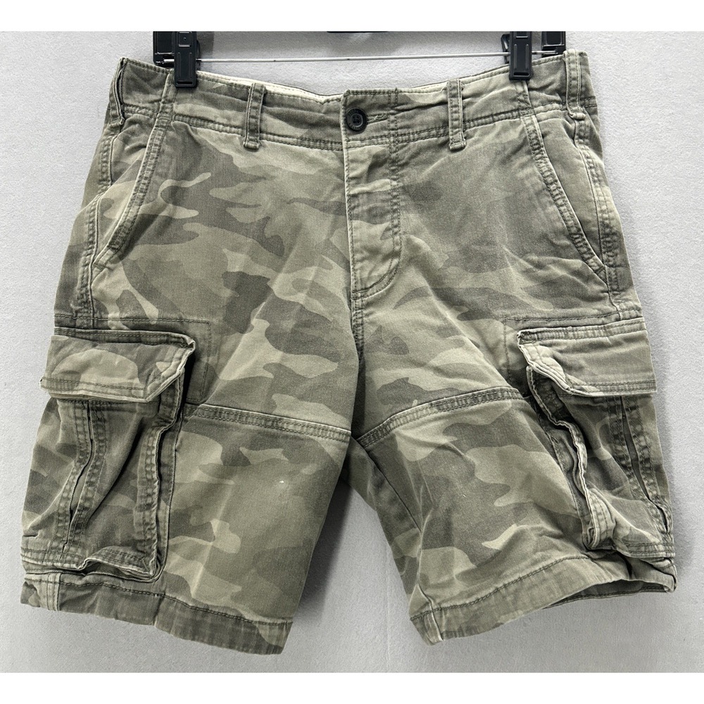 Hollister Classic Cargo Shorts Mens Size 30 Green Camo Epic Flex 10" Y2K